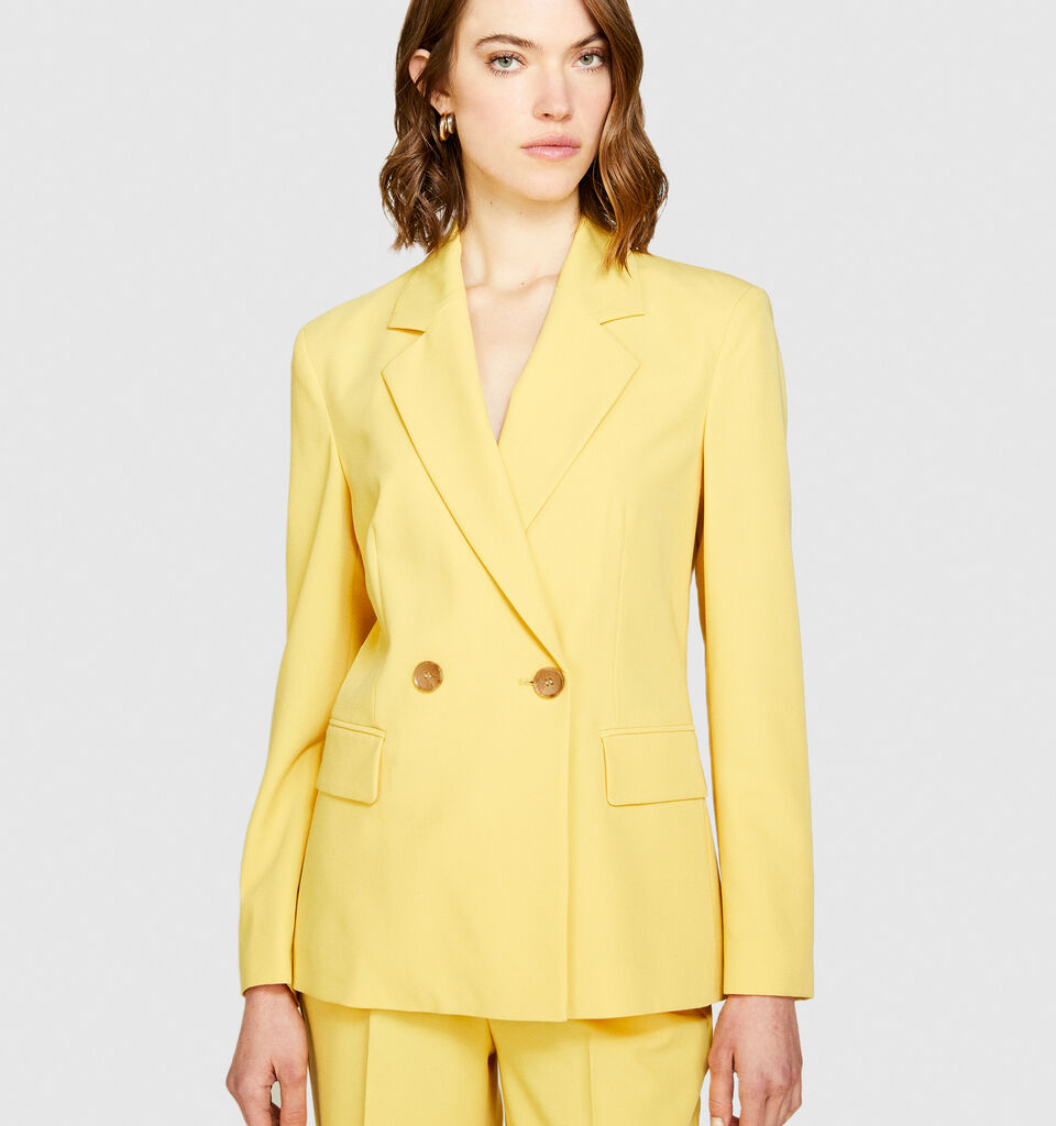 Double-breasted slim fit blazer - women's blazers - Yellow | Sisley image number 4